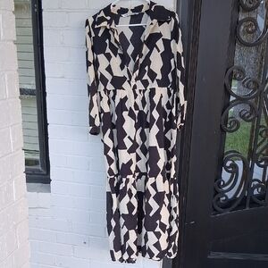 Zara Monochrome Geometric Dress